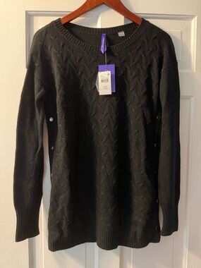 Seraphine super soft Nursing sweater - Cable Knit Button-Side Crewneck